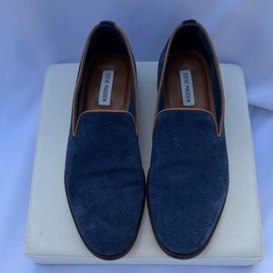 Steve Madden Navy and Tan Men's Slip-On Loafers